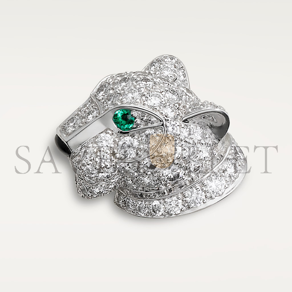 ca*t*er panthÈre 18k white gold, Di*m*nds, emeralds, onyx de ca*t*er earrings n8050700